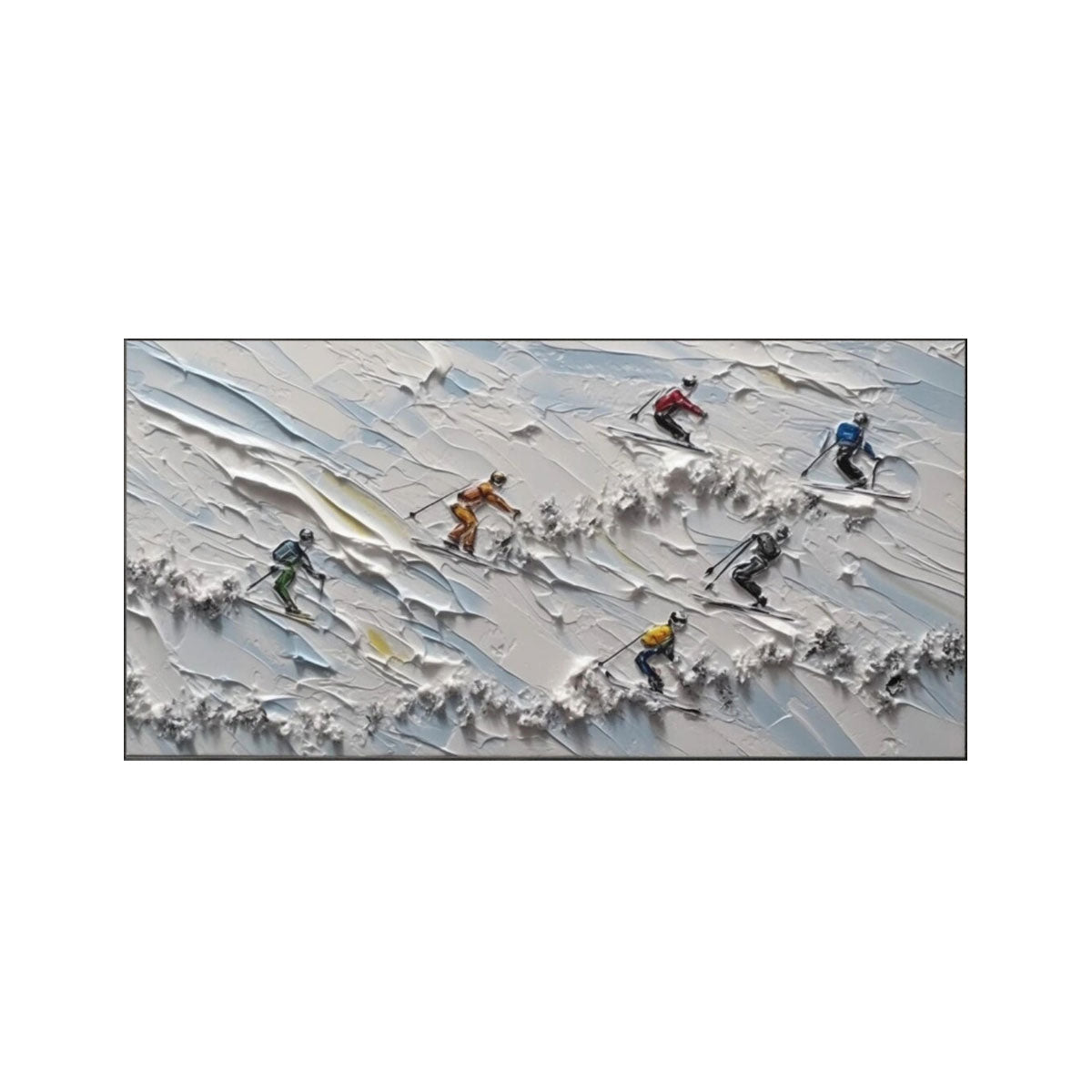 Powder Rush – Skiers Textured Winter Painting