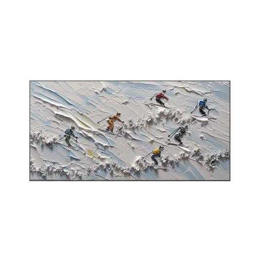 Powder Rush – Skiers Textured Winter Painting