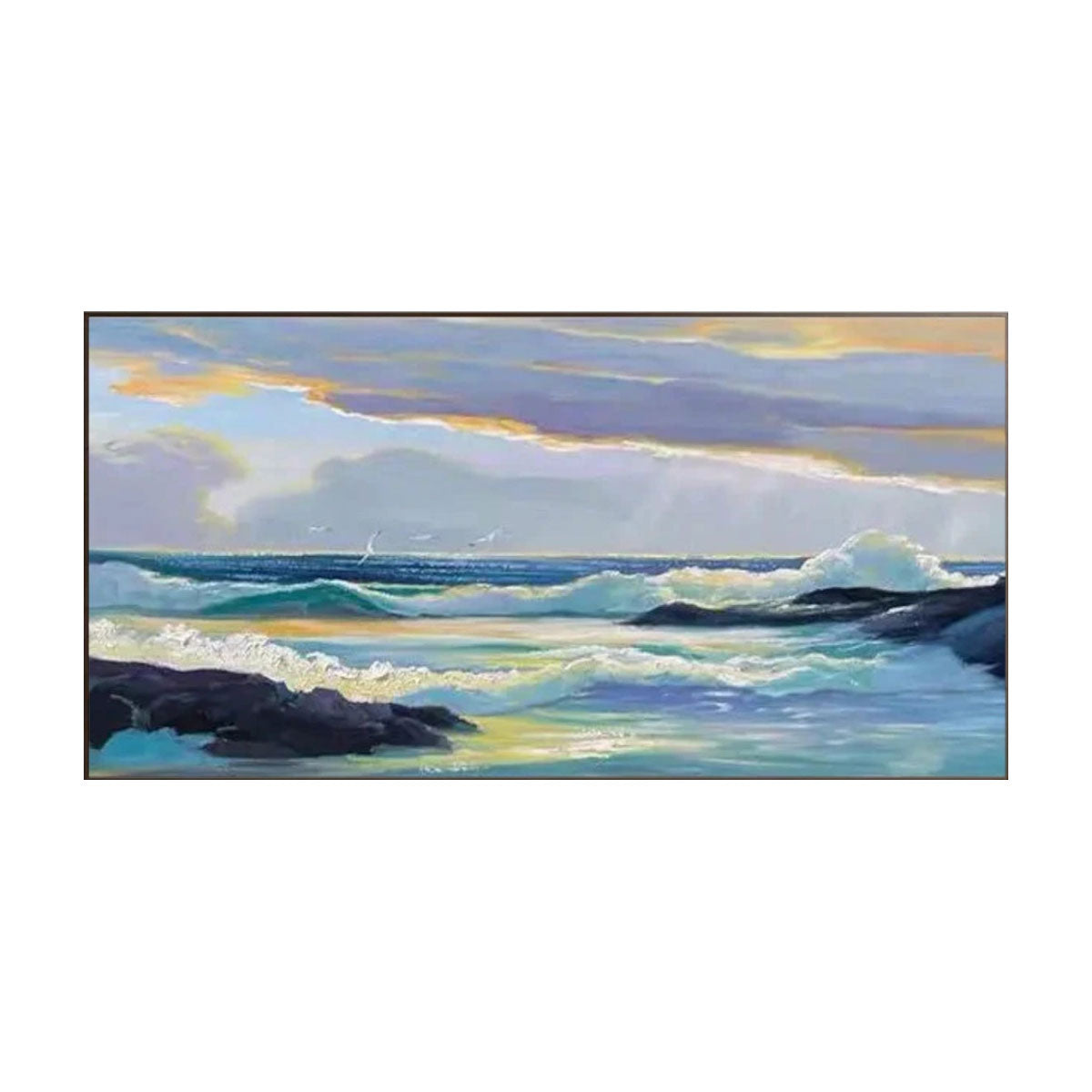 Golden Tide Blue Seascape Painting