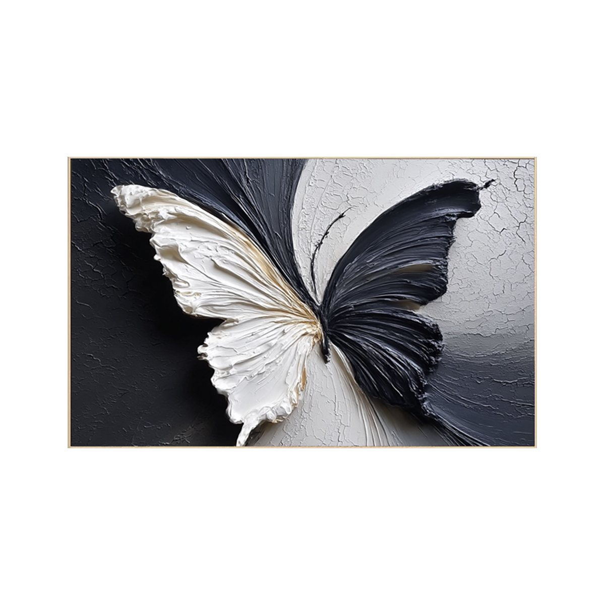 Dual Aura Butterfly – Black & White Textured Painting