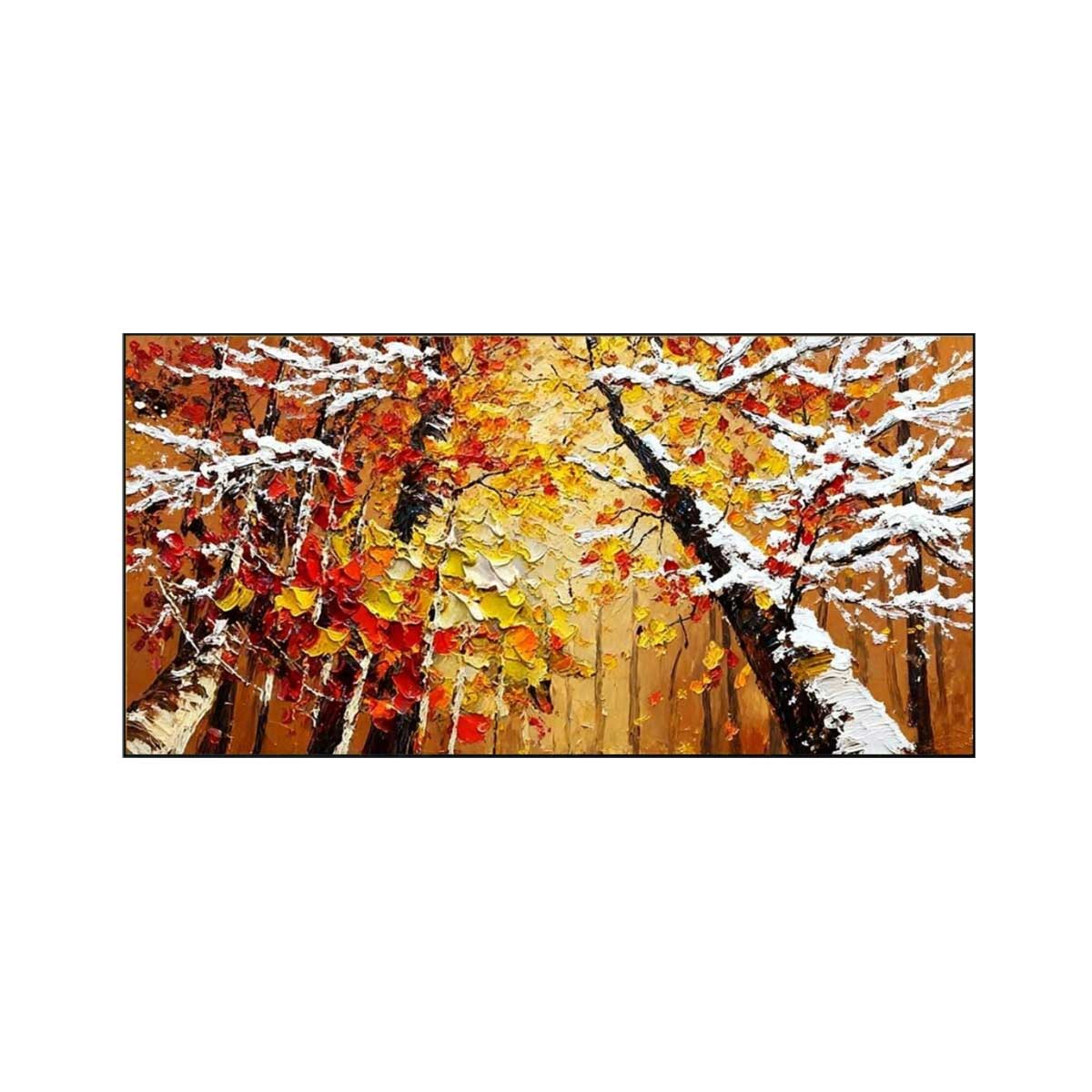 Autumn Snowlight Forest Abstract Painting