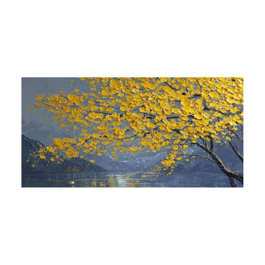 Golden Drift Lake Abstract Painting