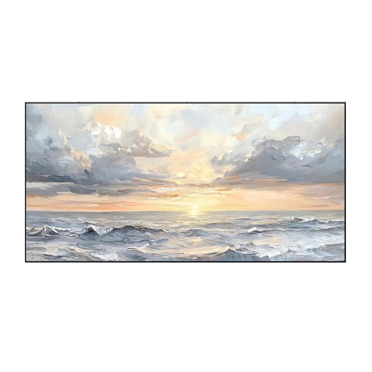 Serene Ocean Sunset – Textured Seascape Painting