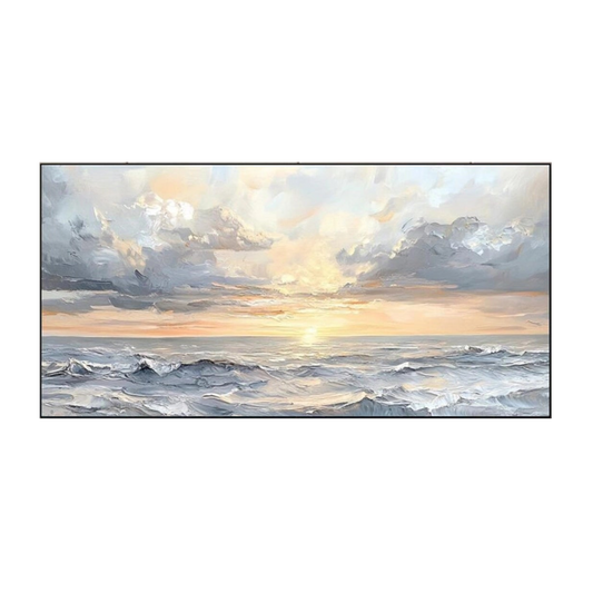 Serene Ocean Sunset – Textured Seascape Painting