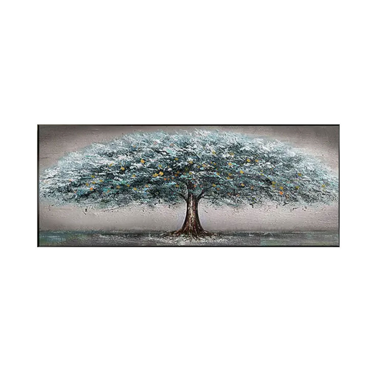 Quiet Horizon Blue Tree Abstract Painting