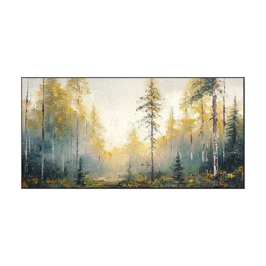Golden Mist Forest Landscape Painting