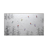 Midnight Glide – Night Forest Skiers Textured Painting