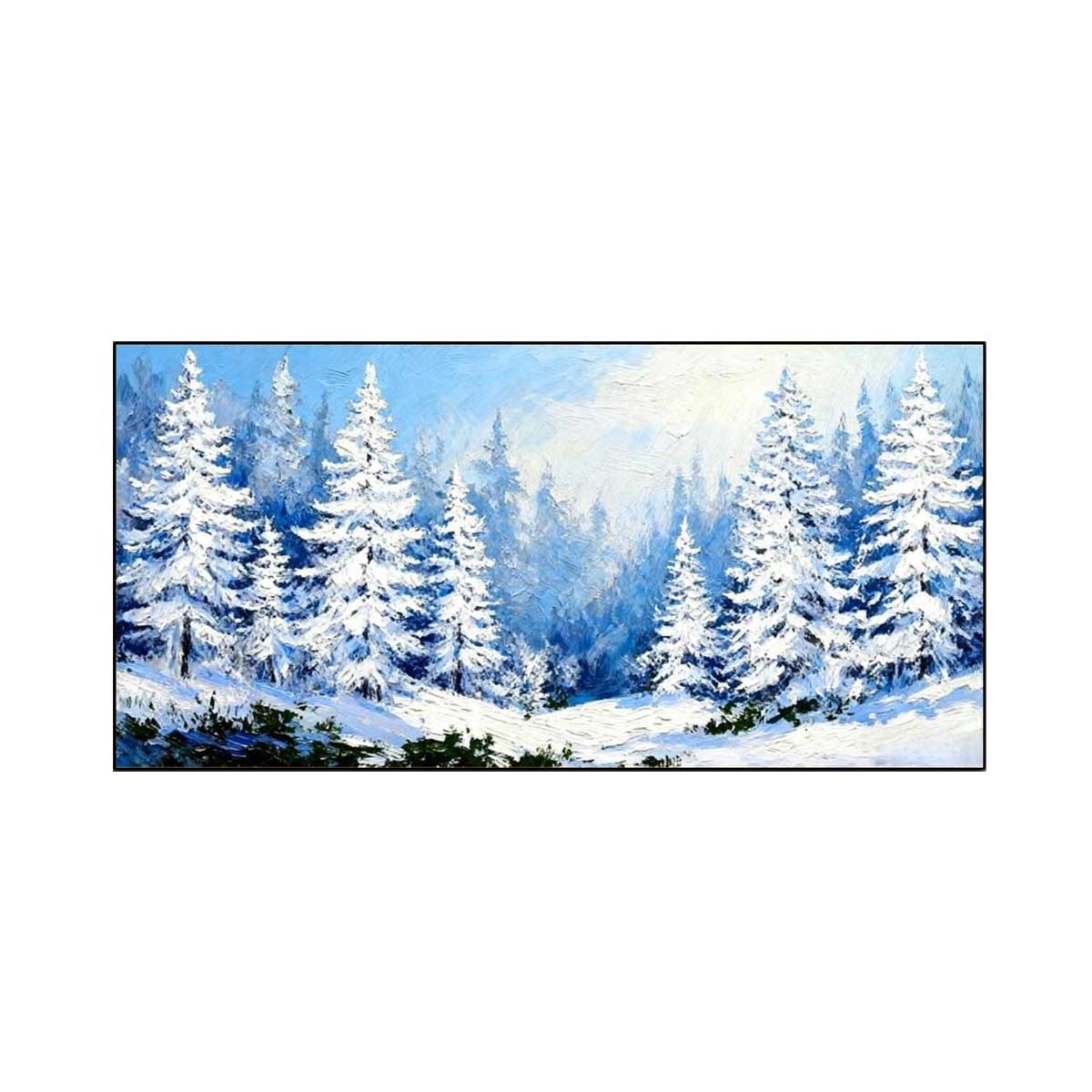 Silent Snowfall Pine Forest Painting