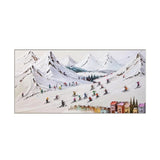 Colorful Ski Resort – Winter Textured Landscape Painting