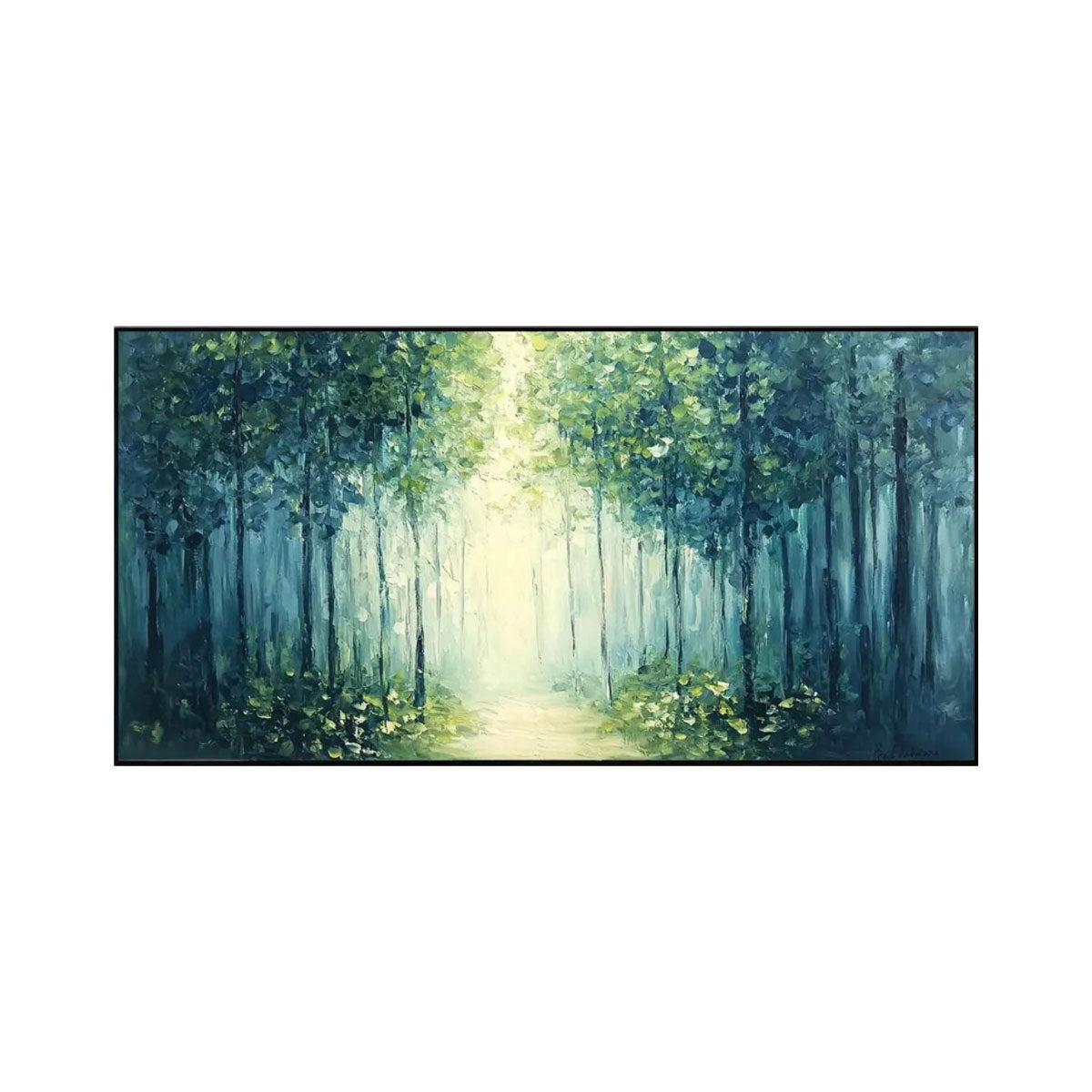 Misty Emerald Forest Path Painting