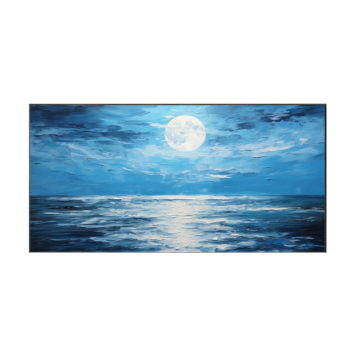 Arteleer | Moonlit Azure Ocean Abstract Painting