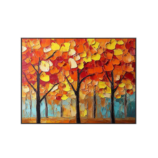 Autumn Ember Forest Abstract Painting