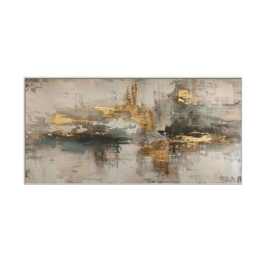 Golden Horizon Neutral Abstract Painting