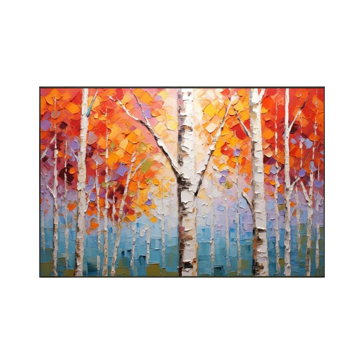 Autumn Ember Birch Forest Abstract Painting