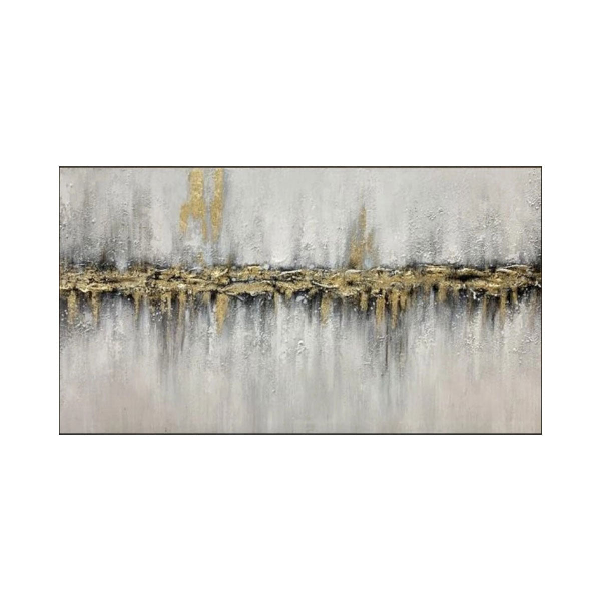 Golden Rift Gray Textured Abstract Painting