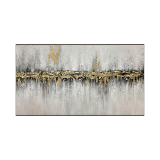 Golden Rift Gray Textured Abstract Painting