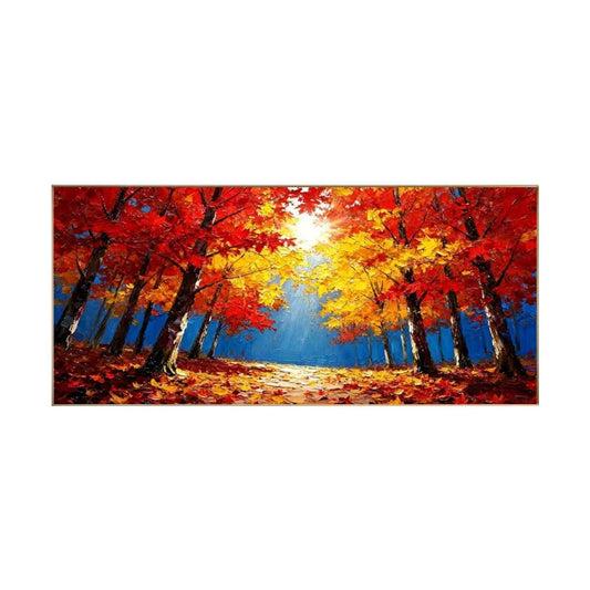 Autumn Firelight Forest Landscape Painting