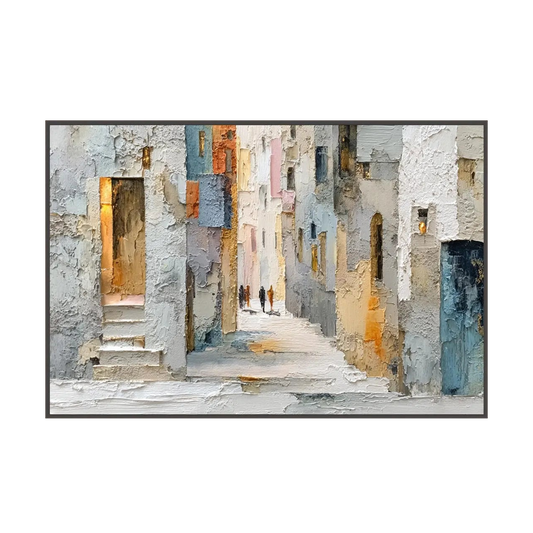 Textured Mediterranean Cityscape Painting