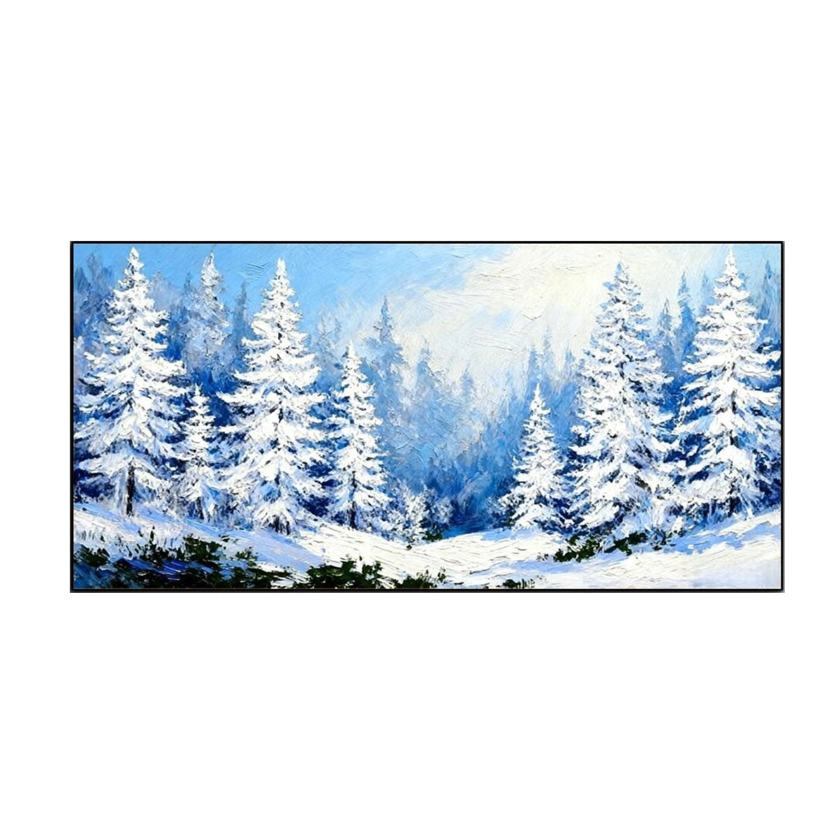 Silent Frost Pine Forest Abstract Painting