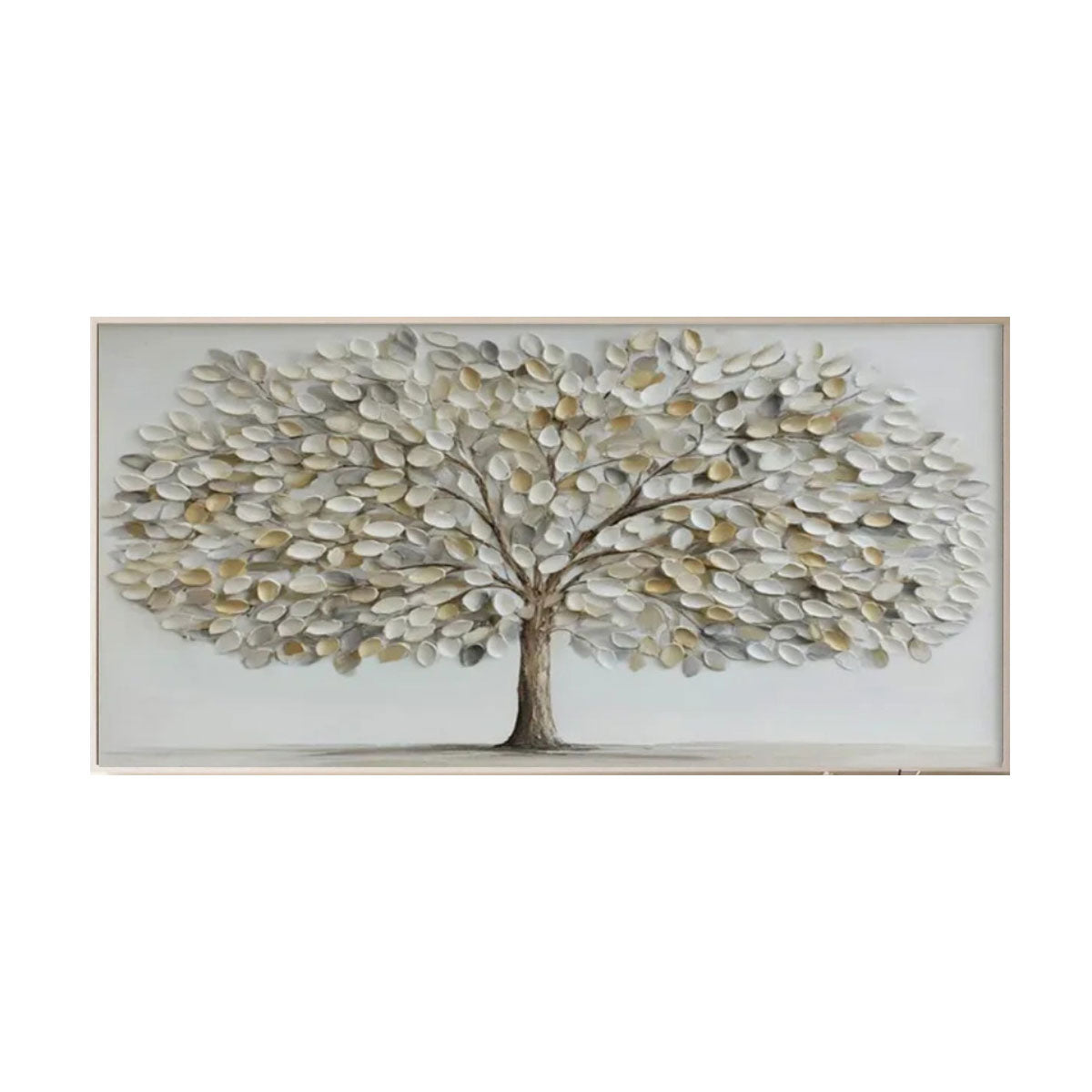 Serene Silver Leaf Tree Abstract Painting
