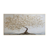 Tranquil Ivory Leaf Tree Abstract Painting