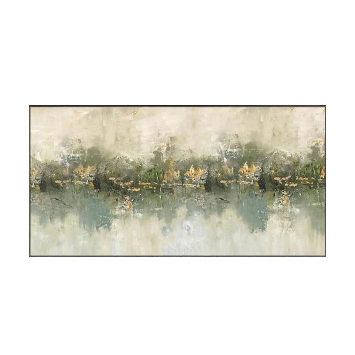 Mist Horizon Green Abstract Painting