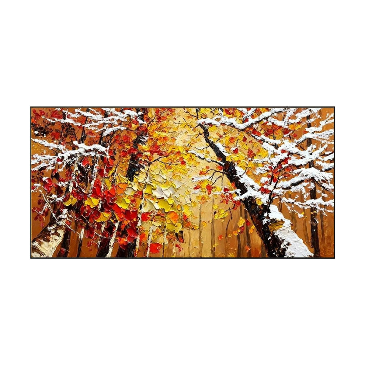 Golden Ember Forest Abstract Painting