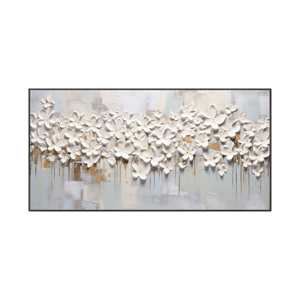 Soft Petal Drift White Floral Abstract Painting