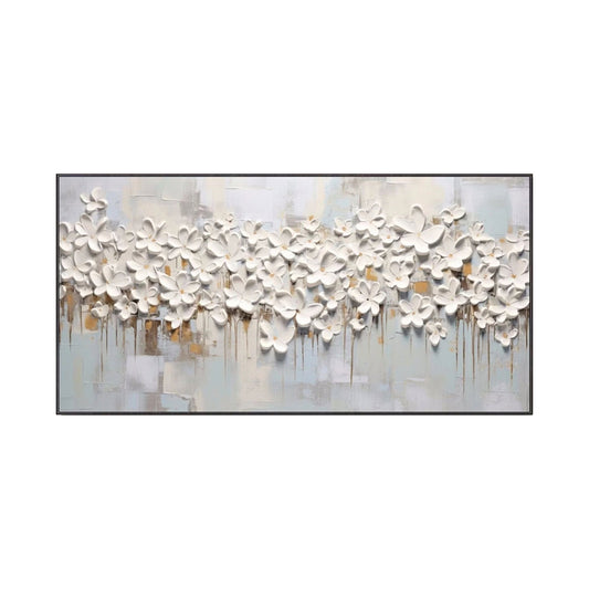 Soft Petal Drift White Floral Abstract Painting