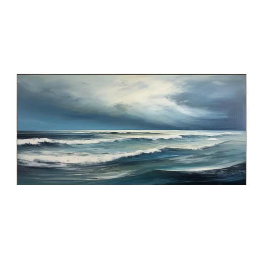 Deep Blue Ocean – Textured Waves Seascape Painting