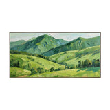 Emerald Peaks – Textured Green Mountain Landscape Painting