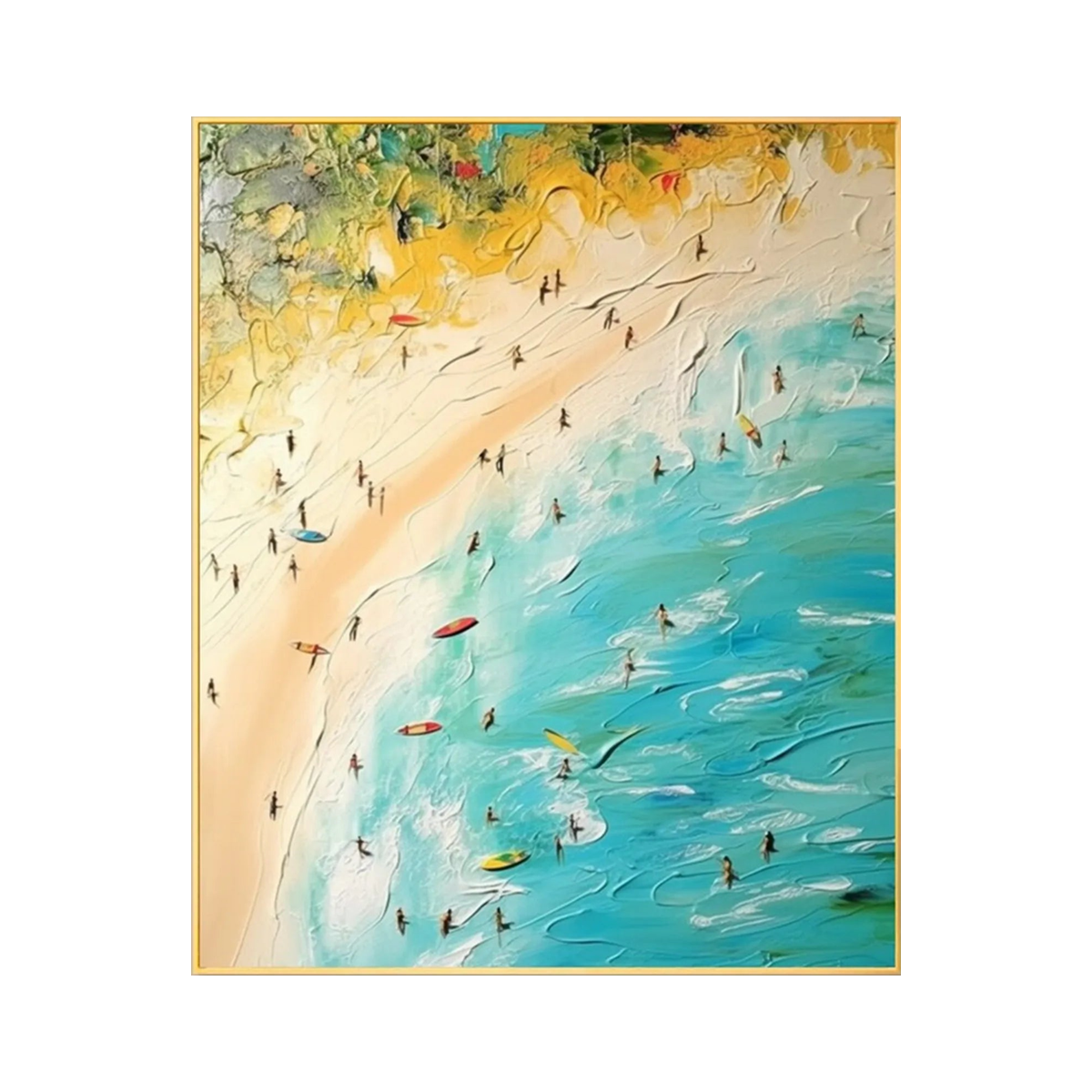 Sunlit Surf-Green Beach Scene Painting