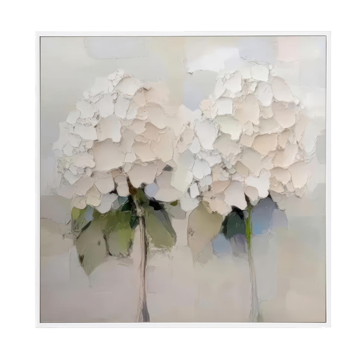 Soft Ivory Bloom Abstract Painting (Diptych)