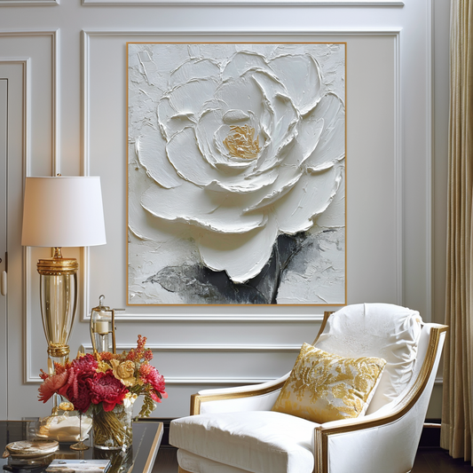 White Textured Flower Painting #ART20