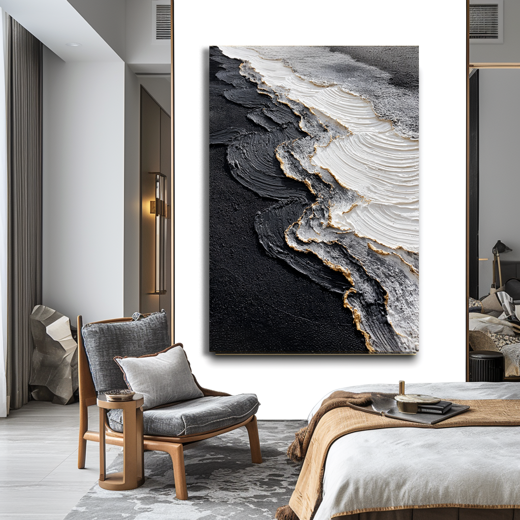 Black and White Textured Abstract Painting #ART21
