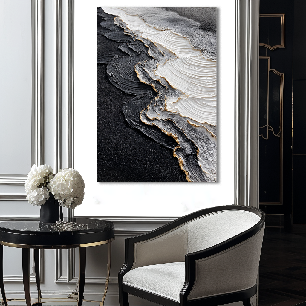 Black and White Textured Abstract Painting #ART21