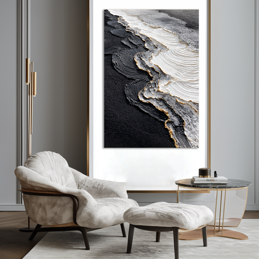 Black and White Textured Abstract Painting #ART21