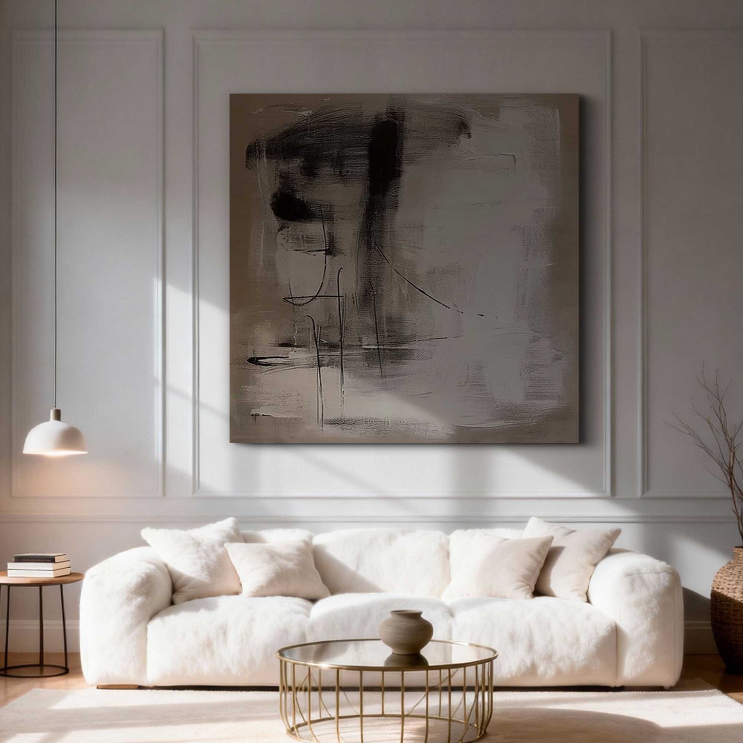Neutral Brushstroke Abstract Painting