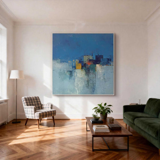 Cobalt Horizon Abstract Cityscape