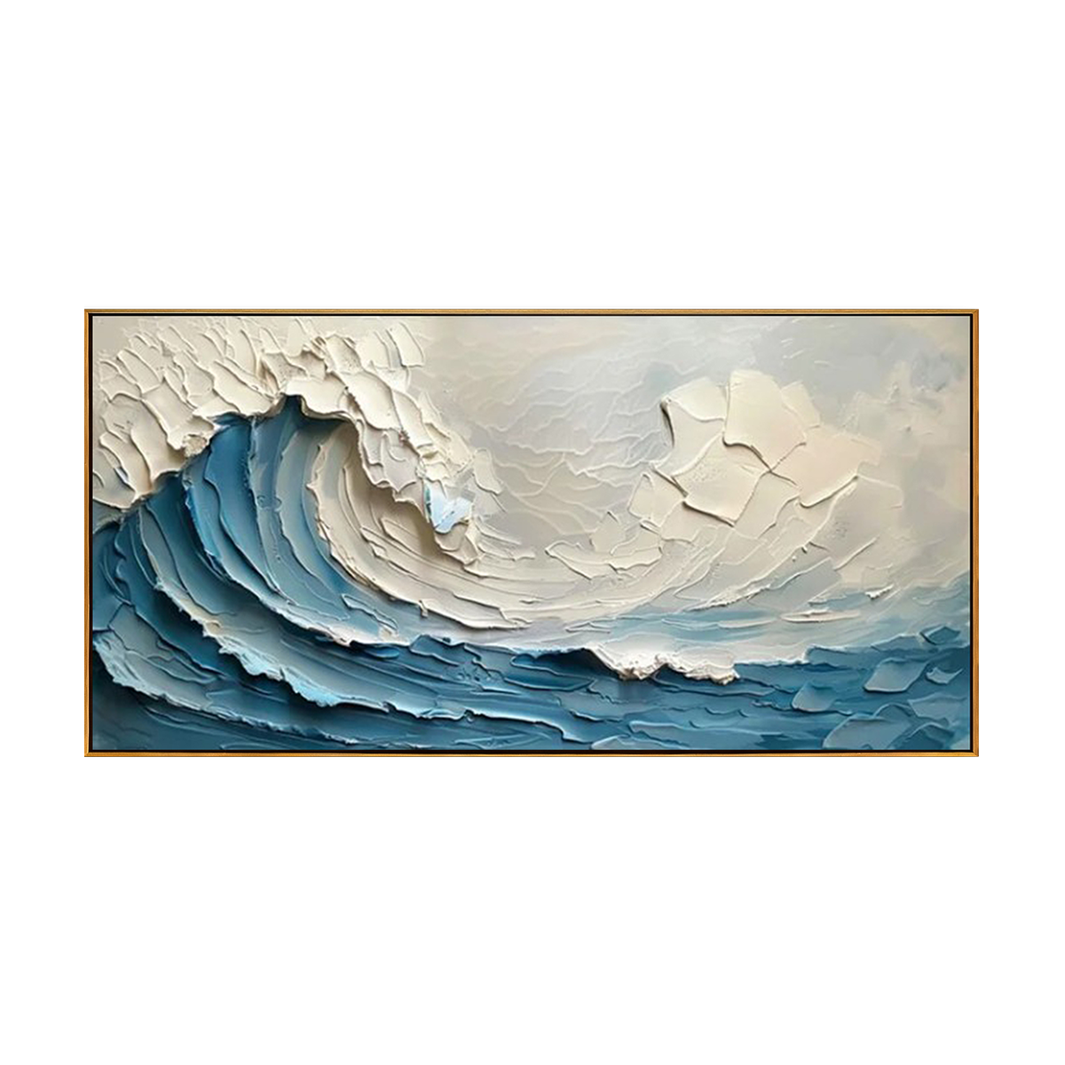 Turquoise Crested Wave Thick Texture Painting