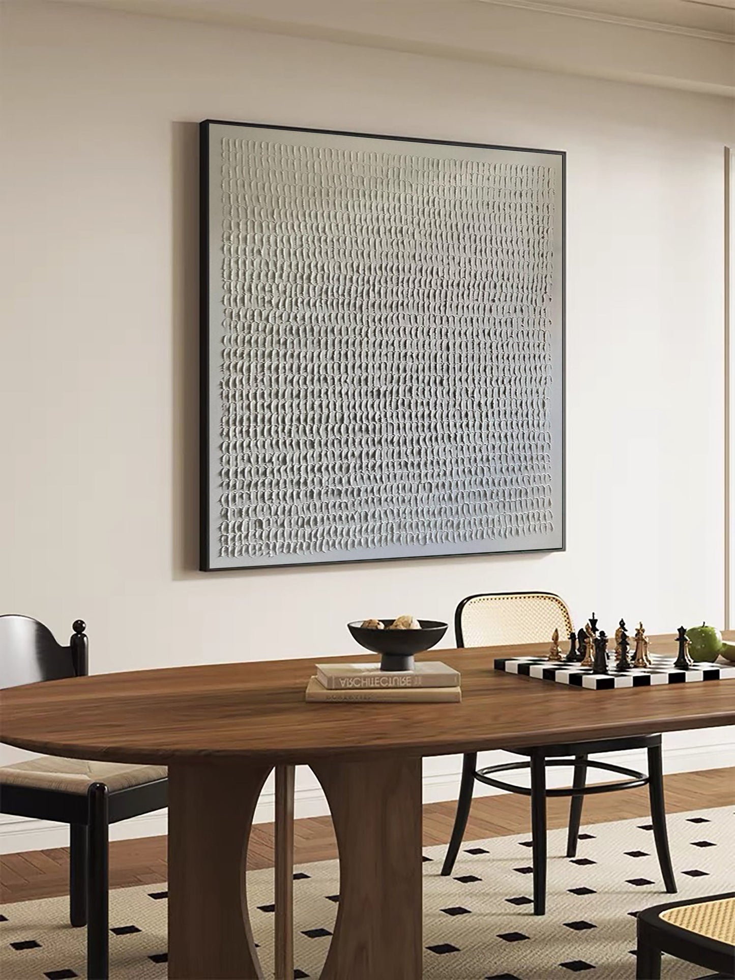 Silent Rhythm White Abstract Painting