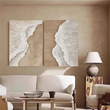 Serene Shore Beige Textured Painting Set Set of 2