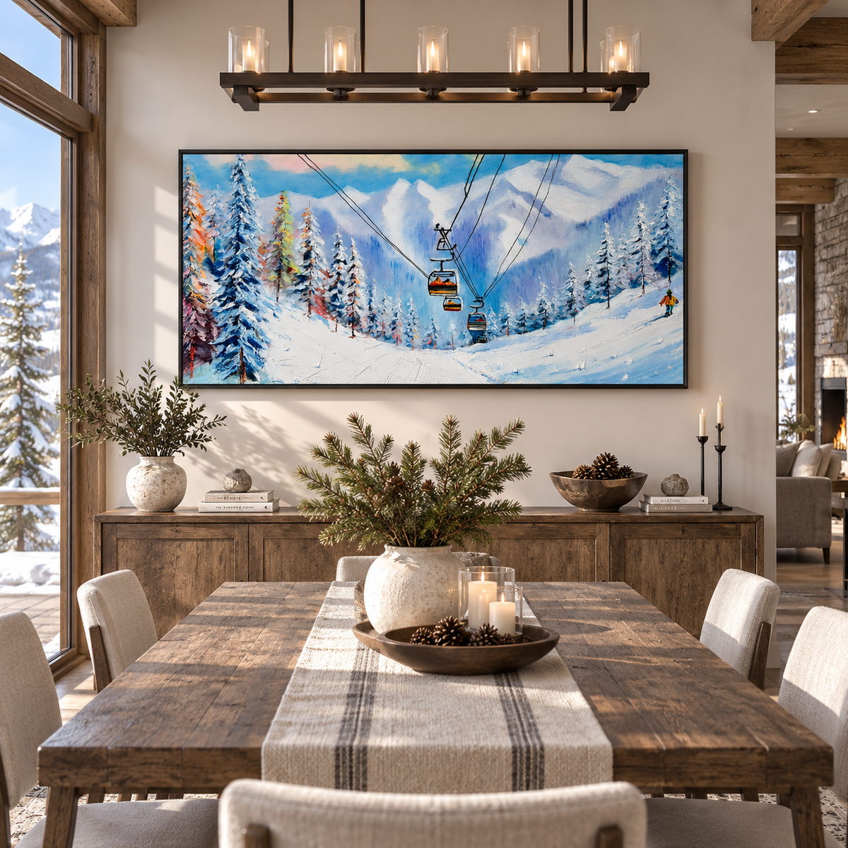Winter Ski Resort Painting