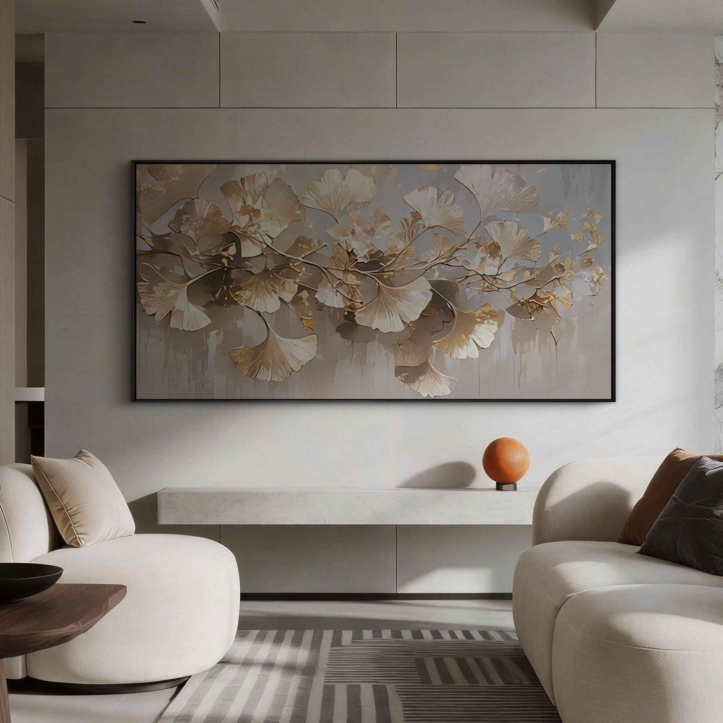 Gilded Ginkgo Branch Abstract Painting