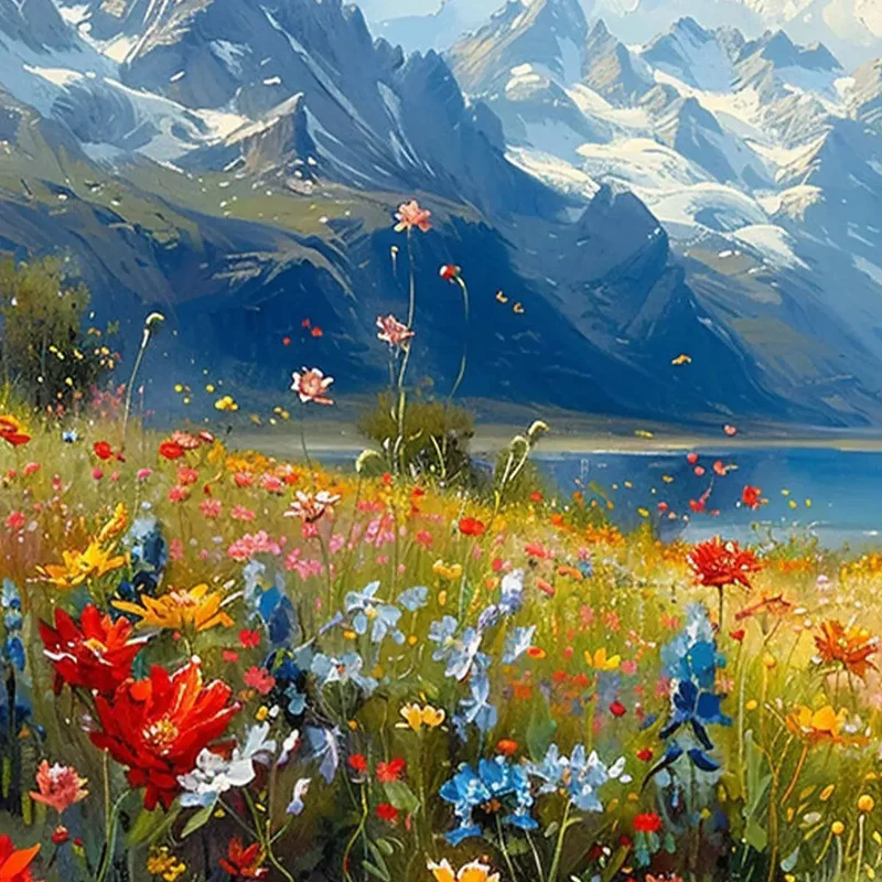 Blooming Valley Landscape Oil Painting