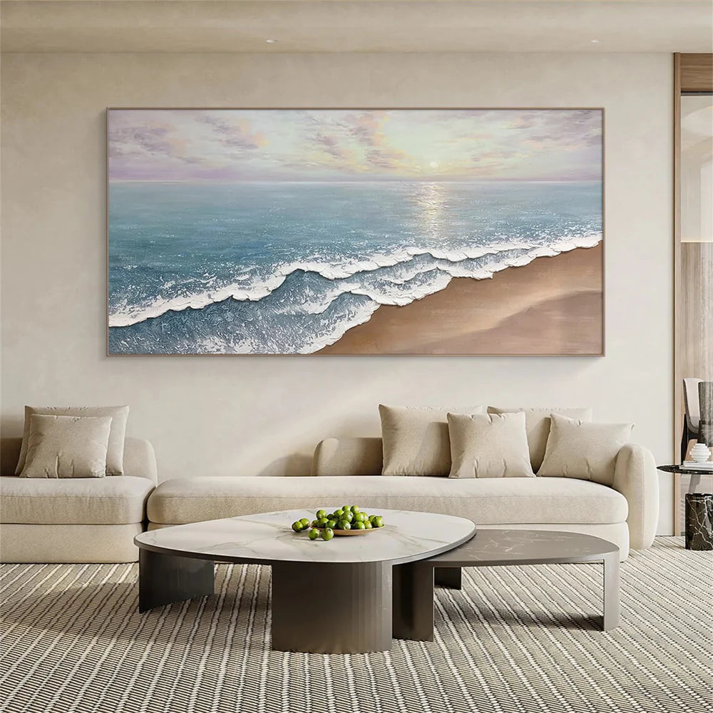 Golden Horizon-Beach Waves Painting