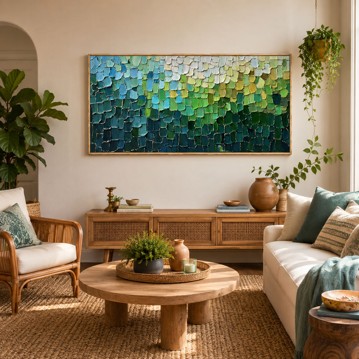 Emerald Mosaic Textured Abstract Painting #RIS2 (314)