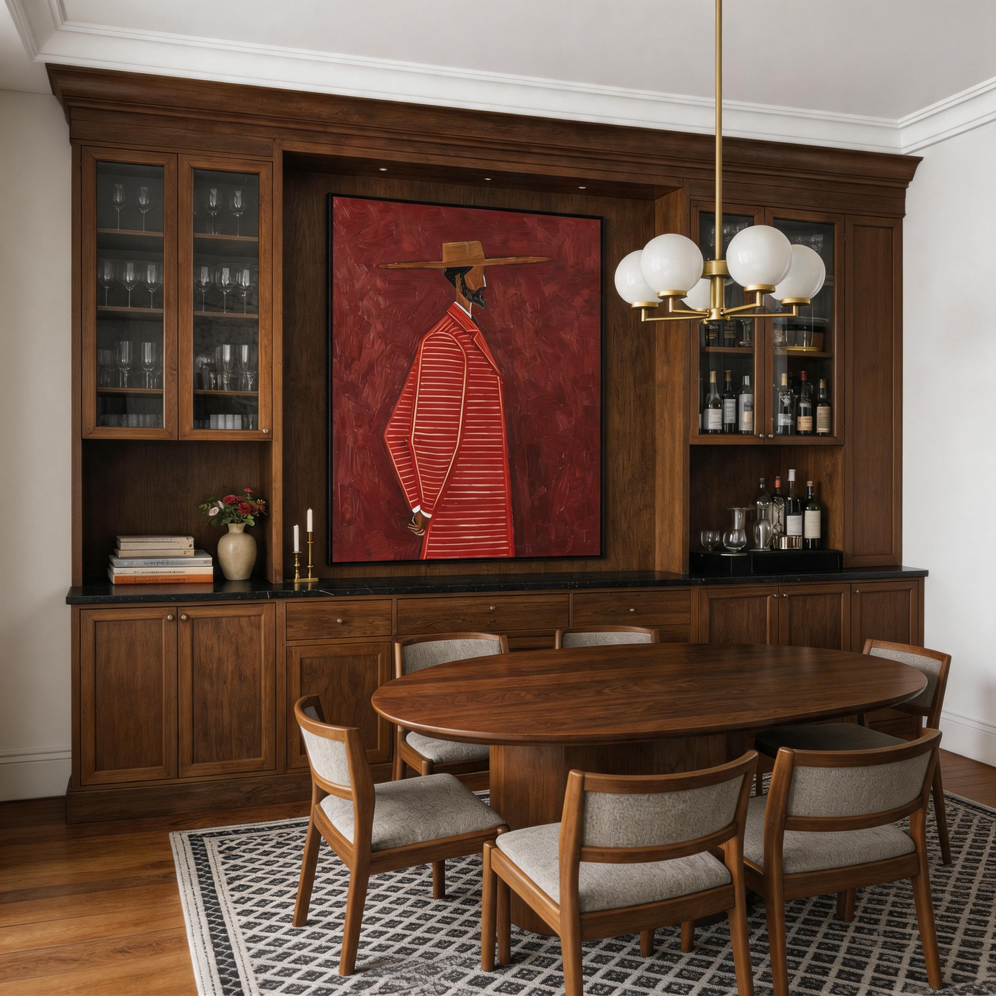 Red Stripe Gentleman Portrait Canvas Art