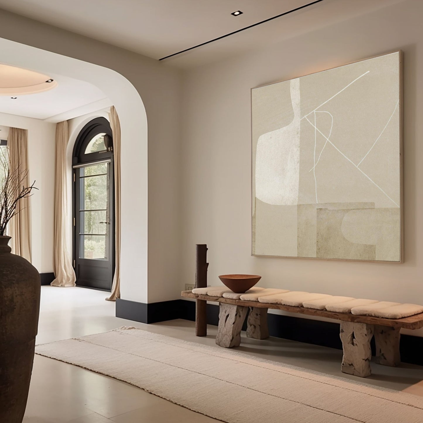 Soft Taupe Minimal Abstract Painting