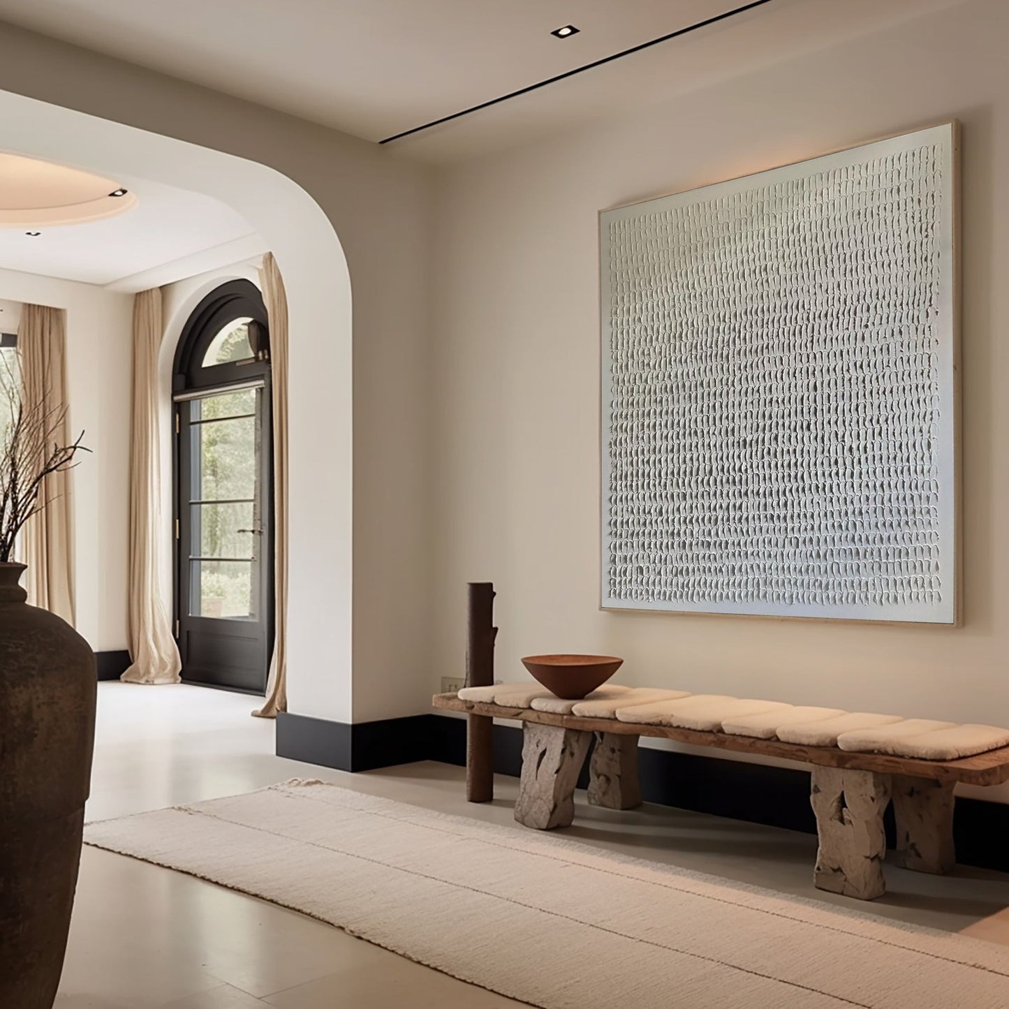 Silent Rhythm White Abstract Painting